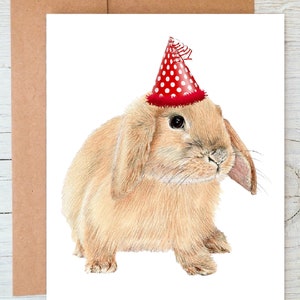 Lapin aux oreilles tombantes, carte de voeux d'anniversaire/Carte de correspondance en couleur (peut être personnalisée)