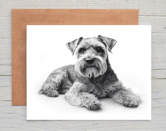 Schnauzer (No.8) dog art Greetings/Note Card (can be personalised)