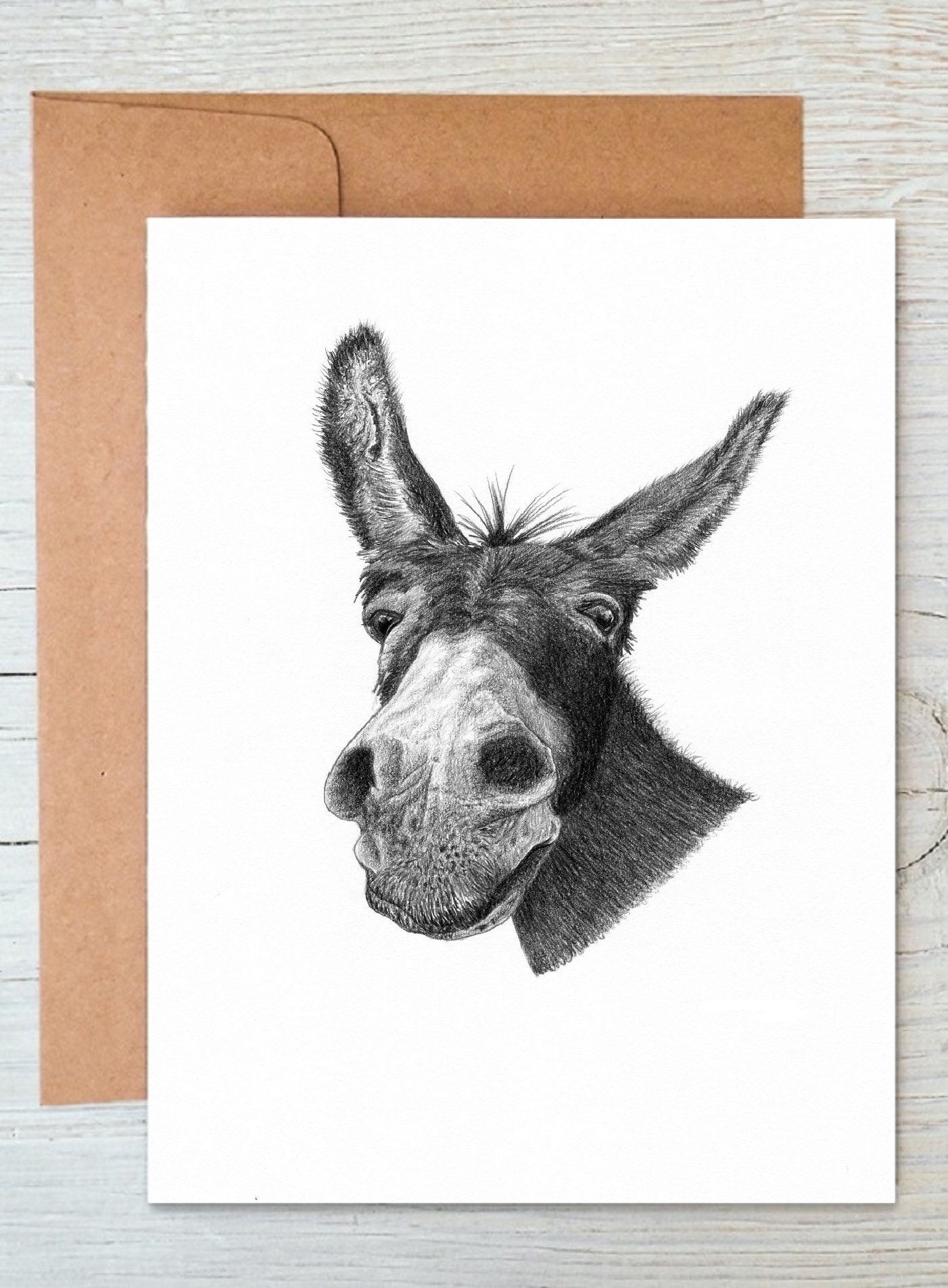 Donkey Head Art Drawing Prints A4/A3 Size Greetings/note Card Etsy UK