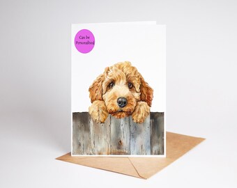 Labradoodle (no.1) Dog art coloured Large A5 size Greetings/Note Card (can be personalised)