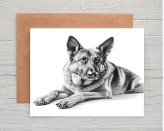 German Shepherd (no. 9) dog birthday greetings note card (can be personalised)