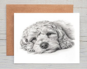 Cockapoo Cockerpoo cocker labradoodle (no. 8) dog birthday greetings note card (can be personalised)