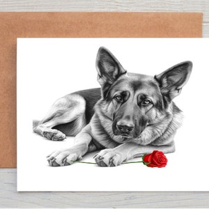 Deutscher Schäferhund (no.10) Hund Liebe Valentinstag Jahrestag Hochzeitskarte Kunst Grußkarte / Notiz Karte (personalisierbar)