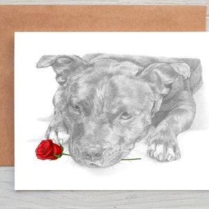 Staffy Staffie Staffordshire Bullterrier (no. 2) Hund Liebe Valentinstag Jahrestag Hochzeitskarte Kunst Grußkarte / Notizkarte (kann personalisiert werden)