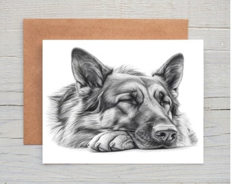 German Shepherd (no. 7) dog birthday greetings note card (can be personalised)