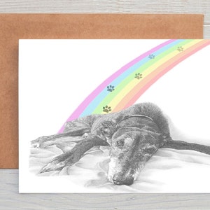 Tarjeta de condolencias, pérdida o pésame por un perro galgo (n.º 10) (se puede personalizar)