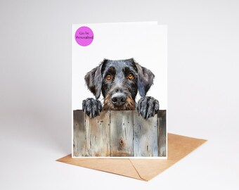German Wirehaired Pointer Dog art coloured Large A5 size Greetings/Note Card (can be personalised)