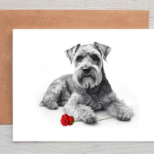 Chien schnauzer (n° 8), carte d'amour, carte de Saint-Valentin, carte d'anniversaire, carte de mariage art salutations/carte de correspondance (peut être personnalisé)