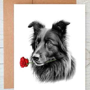 Bordercollie herdershond (nr. 9) hond liefdeskaart valentijnskaart, jubileum trouwkaart kunst wenskaarten/notitiekaart (kan worden gepersonaliseerd)