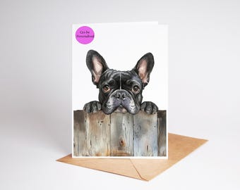 French Bulldog (no.1) Dog art coloured Large A5 size Greetings/Note Card (can be personalised)
