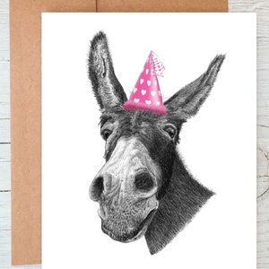 Donkey Head Art Geburtstagsgrüße / Grußkarte (kann personalisiert werden)
