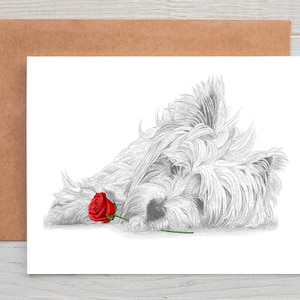 Westie West Highland Terrier (nr. 1) Liefdeskaart Valentijnskaart Verjaardagskaart Trouwkaart kunst Wenskaart/notitiekaart (kan gepersonaliseerd worden)