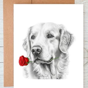 Golden labrador retriever (nr. 9) liefdeskaart hond valentijnskaart, jubileum trouwkaart kunst wenskaart (kan gepersonaliseerd worden)