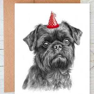 Griffon de Bruxelles (n° 2) Carte de voeux d'anniversaire/Carte de correspondance avec chien (peut être personnalisée)