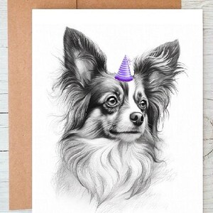 Papillon Dog art Birthday Greetings/Note Card (can be personalised)