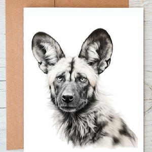 Arte del cane selvatico africano Saluti/Biglietto di auguri/Stampa (può essere personalizzato) / stampa artistica