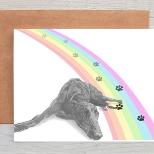 Carte de sympathie/condoléances/perte/pour billets de banque lévrier noir (n° 11) chien (peut être personnalisée)