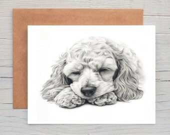 Cockapoo Cockerpoo cocker labradoodle (no. 6) dog birthday greetings note card (can be personalised)