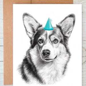 Carte de voeux d'anniversaire/carte de correspondance pour chien Pembroke Welsh Corgie (n° 2) (peut être personnalisée)