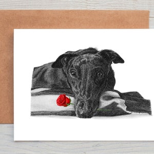 Greyhound lurcher (no.13) Hund Liebeskarte, Valentinskarte, Hochzeitskarte, Hochzeitskarte, Kunstgrußkarte/Notizkarte (kann personalisiert werden)