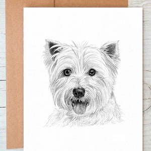 Westie West Highland White Terrier (no.3) Hund Kunstgrußkarte / Grußkarte / Druck (kann personalisiert werden)