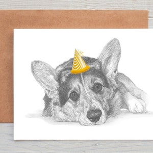 Corgi Dog Art-verjaardagskaart (kan gepersonaliseerd worden)