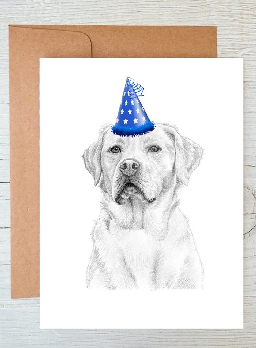 Golden Labrador (no.3) Art Birthday Greetings/note Card (can Be ...