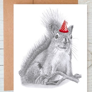 Carte de voeux d'anniversaire/Carte de correspondance en forme d'écureuil (peut être personnalisée)