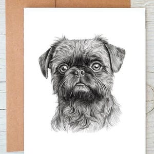Biglietto d'auguri/biglietto di auguri con cane Griffon di Bruxelles (n. 1) (personalizzabile) / stampa artistica