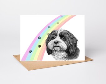 Tibetan Terrier dog pet sympathy/condolence/loss/note Card (can be personalised)