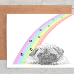 Carte de sympathie/de condoléances/de perte/de correspondance pour un animal de compagnie, un carlin (peut être personnalisée)