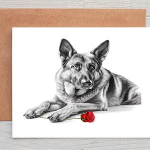 Duitse herder (nr. 9) hond Liefde Valentijnsdag Verjaardag Trouwkaart kunst Wenskaart/notitiekaart (kan gepersonaliseerd worden)