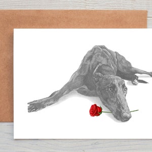Greyhound (n. 11) Biglietto d'amore, biglietto di San Valentino, biglietto di anniversario, biglietto di nozze, biglietto d'auguri/biglietto di auguri (personalizzabile)