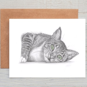 Carte de voeux/carte de correspondance/impression d'art de chat tigré (peut être personnalisée)