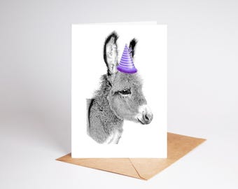 Donkey Foal (No.2) art Birthday Greetings/Note Card (can be personalised)