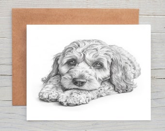 Cockapoo Cockerpoo cocker labradoodle (no. 7) dog birthday greetings note card (can be personalised)