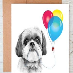 Shih Tzu (n° 4) Art chien Anniversaire | Félicitations | Bravo/Carte de correspondance (peut être personnalisée)