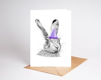 Hare  (no. 2) art Birthday Greetings/Note Card (can be personalised)