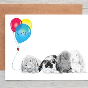 Art Bunny Rabbit Chums anniversaire | Félicitations | Bravo/Carte de correspondance (peut être personnalisée)