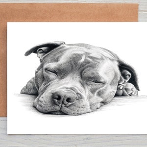 Staffordshire Bull Terrier, staff (n° 12) chien art salutations/carte de correspondance/impression (peut être personnalisé)