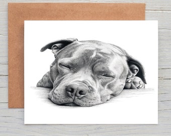 Staffordshire Bull Terrier staffie,staffy (no.12) dog art  Greetings/Note Card (can be personalised)