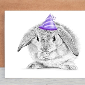 Grußkarte mit Lop Eared Rabbit, Bunny (No.5) Art Geburtstagskarte (kann personalisiert werden)