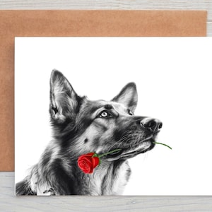 Deutscher Schäferhund (Nr.6) Hund Liebe Valentinstag Jahrestag Hochzeitskarte Kunst Grußkarte / Notiz Karte (personalisierbar)