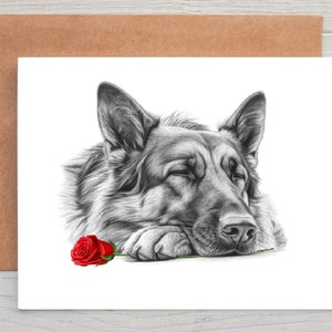 Deutscher Schäferhund (no.7) Hund Liebe Valentinstag Jahrestag Hochzeitskarte Kunst Grußkarte / Notiz Karte (personalisierbar)