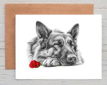 German Shepherd (no.7) dog Love Valentines Anniversary Wedding Card art Greetings/Note Card (can be personalised)