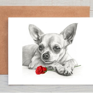 Chihuahua (n. 4) cane biglietto d'amore, biglietto di San Valentino, biglietto di anniversario, biglietto di nozze biglietto d'auguri/biglietto di auguri (personalizzabile)