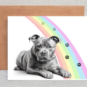 Staffy Staffie Staffordshire Bullterrier (no.9) Hund Haustier Sympathie / Beileid / Verlust / Notiz Karte (kann personalisiert werden)