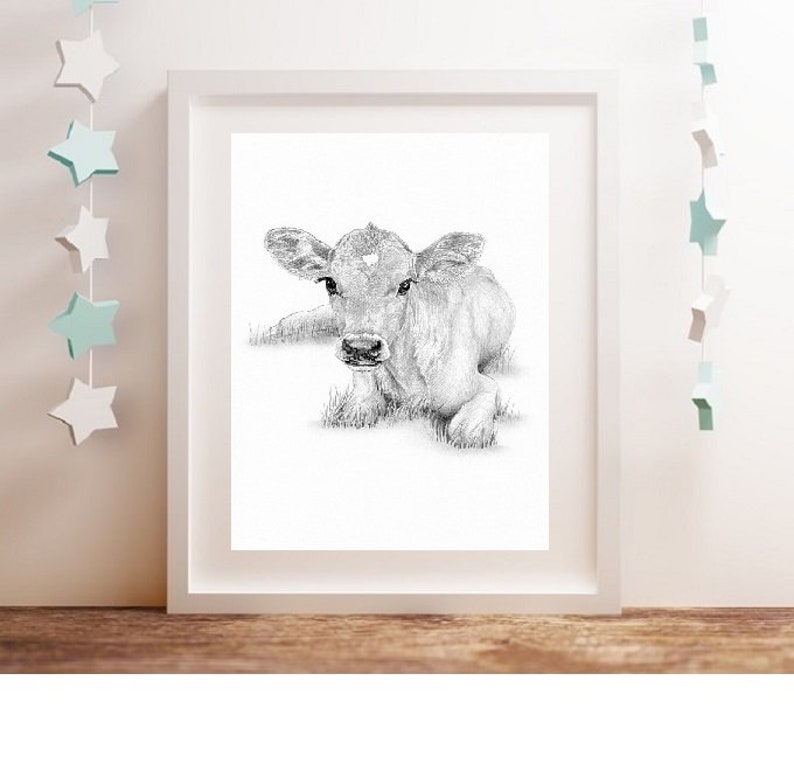 Jersey Cow Calf Art Drawing Prints A4/A3 Size Greetings/note | Etsy UK