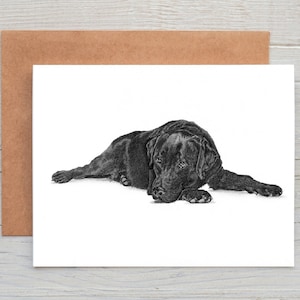 Tarjeta de felicitación/nota/impresión (se puede personalizar) con dibujo de perro labrador negro (n.º 2)