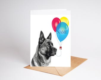 Akita (no:4) art Birthday Greetings/Note Card (can be personalised)